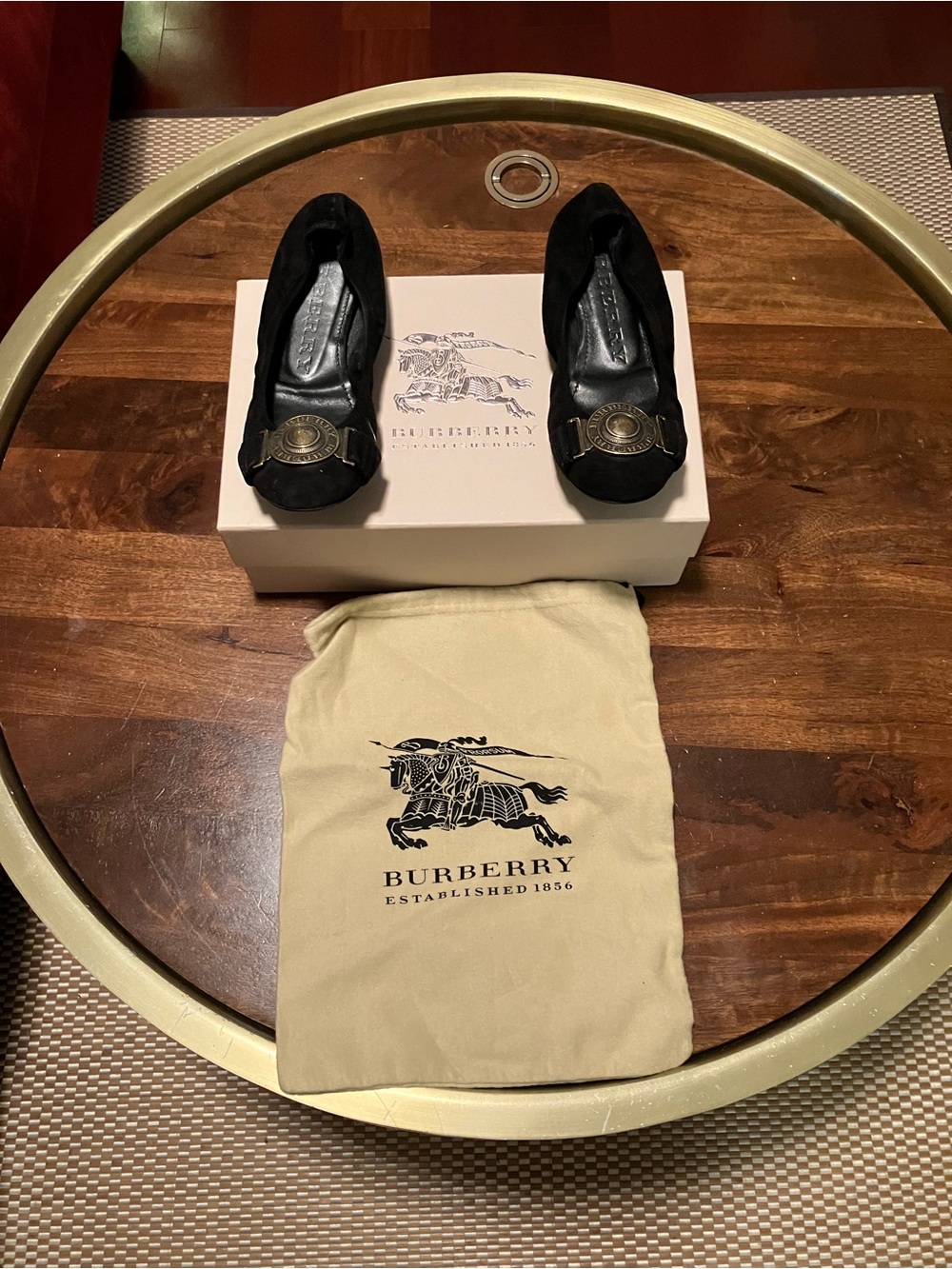 Burberry Y Ballerina Suede Medallion Flats EU 37 US 6.5